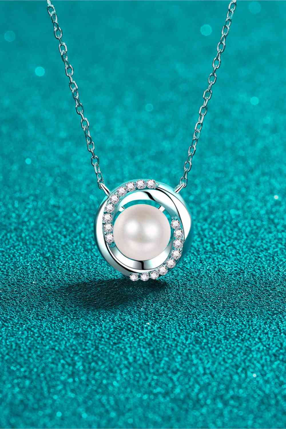 PREORDER- Moissanite Pearl Rhodium-Plated Necklace