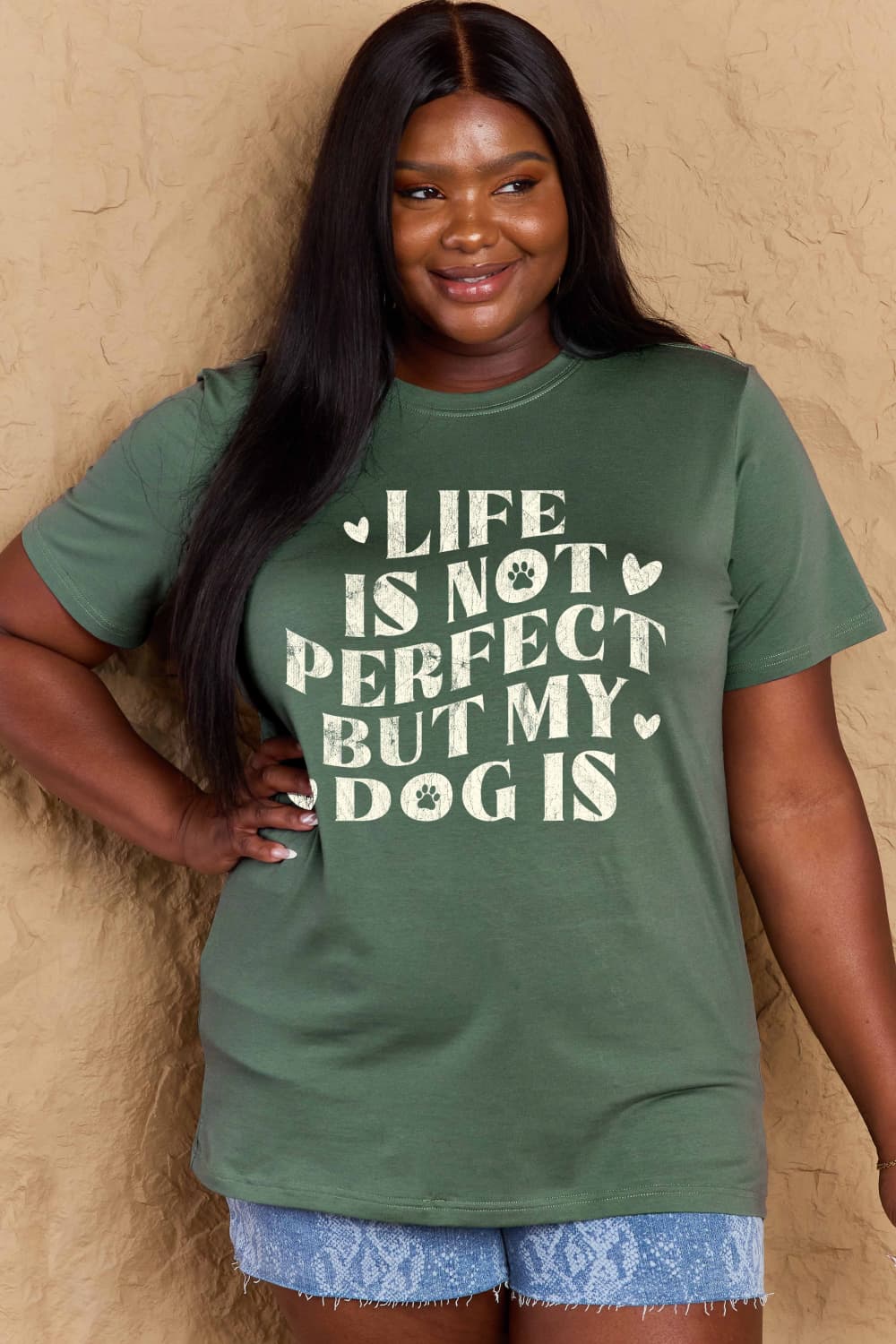 PREORDER- Simply Love Full Size Dog Slogan Graphic Cotton T-Shirt