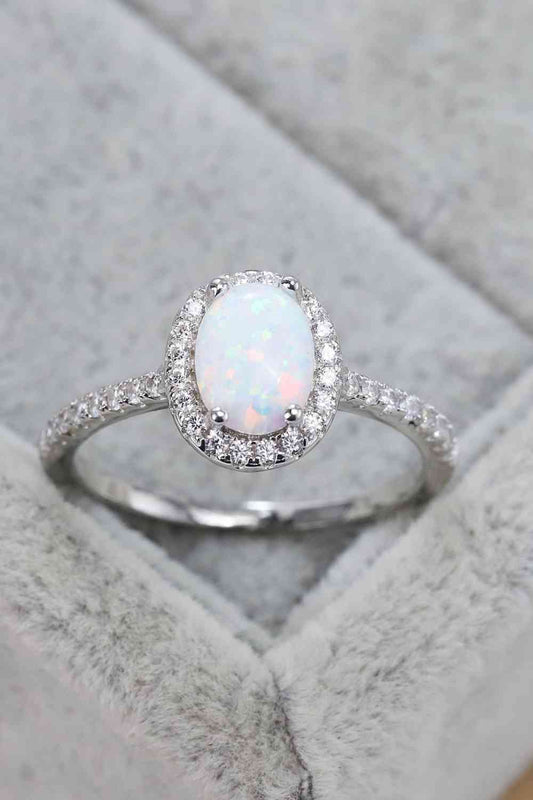 PREORDER- Opal 925 Sterling Silver Halo Ring