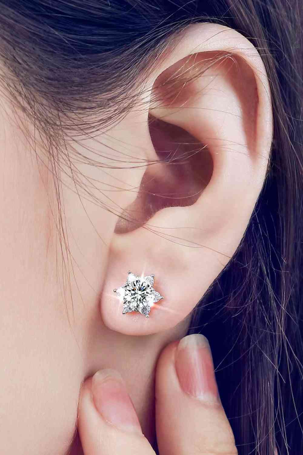 PREORDER- 2 Carat Moissanite Floral Stud Earrings