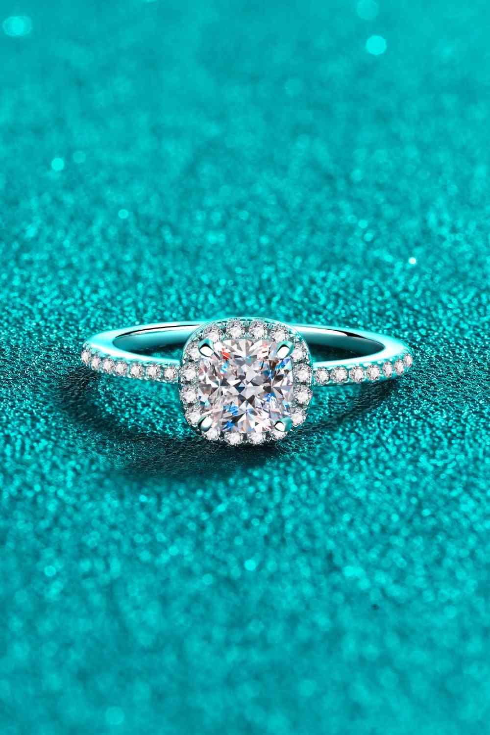 PREORDER- 1 Carat Moissanite 925 Sterling Silver Halo Ring