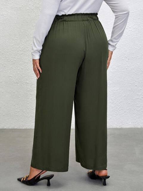 PREORDER- Plus Size Tied Wide Leg Pants