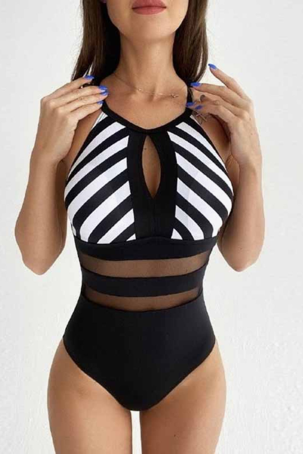 PREORDER- Striped Backless One-Piece Swimsuit