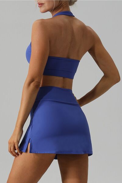 PREORDER- Halter Neck Tank and Slit Skirt Active Set