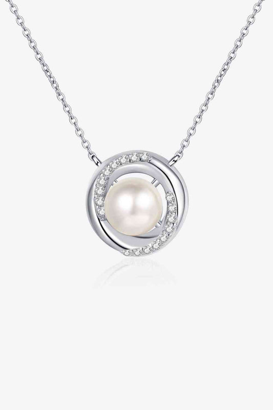 PREORDER- Moissanite Pearl Rhodium-Plated Necklace