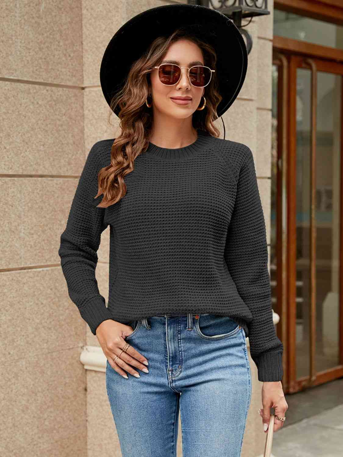 PREORDER- Round Neck Raglan Sleeve Sweater