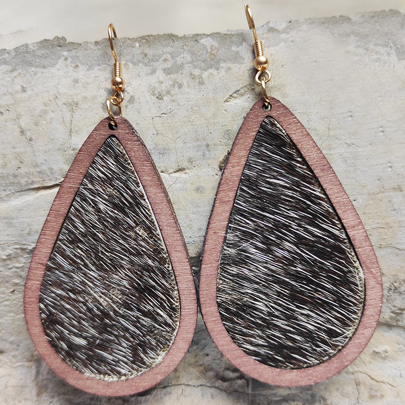 PREORDER- Teardrop Shape Wooden Dangle Earrings