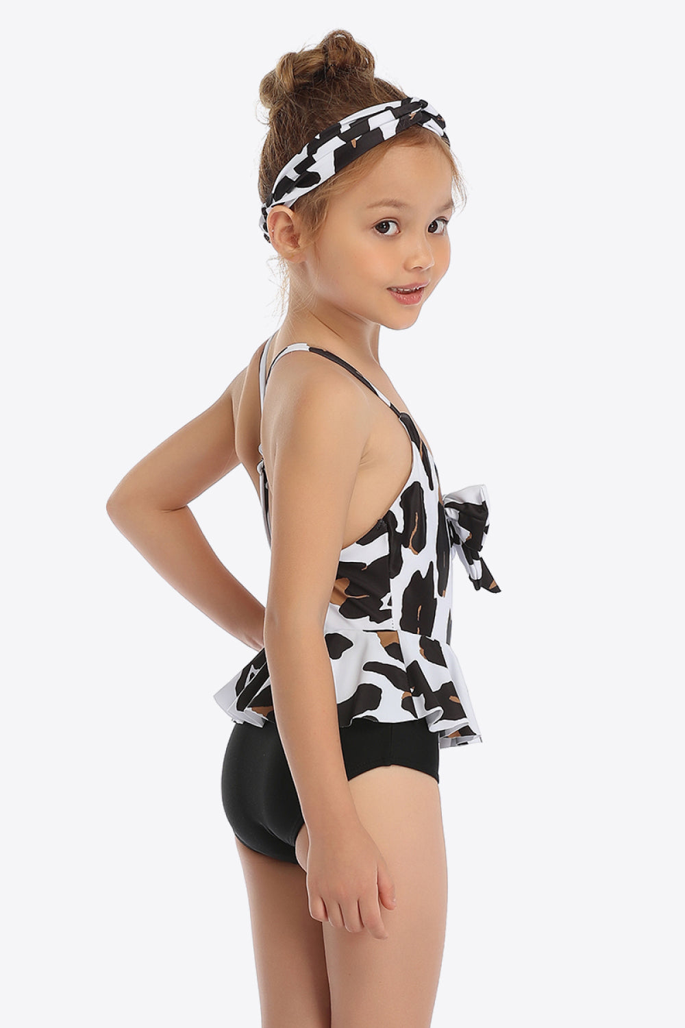 PREORDER- Printed Bow Detail Ruffled One-Piece Swimsuit