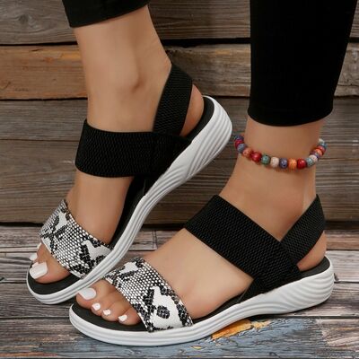 PREORDER- PU Leather Open Toe Low Heel Sandals