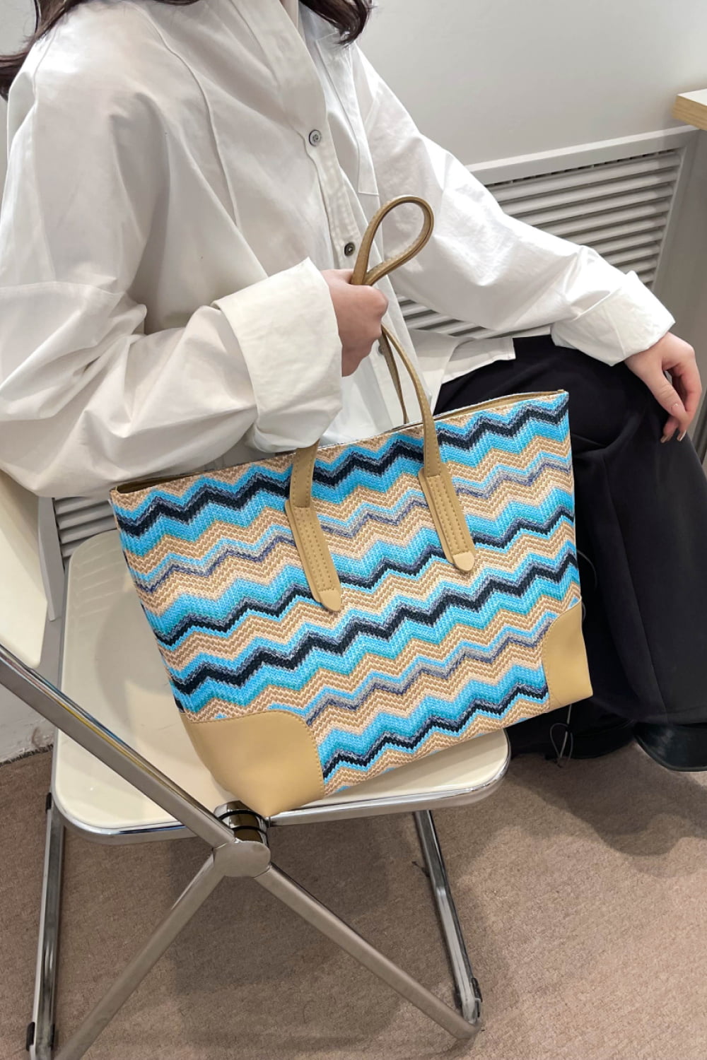 PREORDER- Chevron Straw Tote Bag