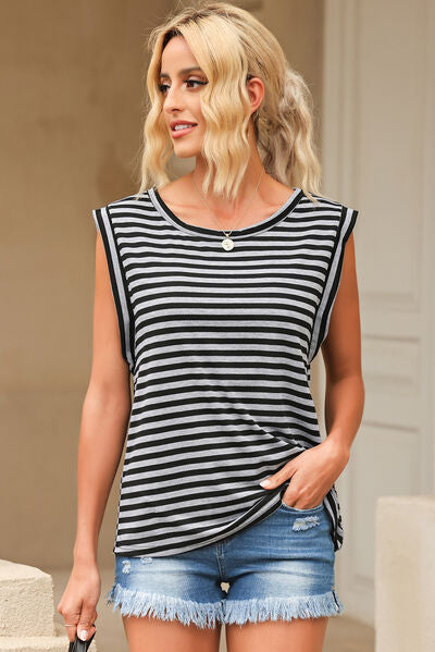 PREORDER- Striped Boat Neck Tank