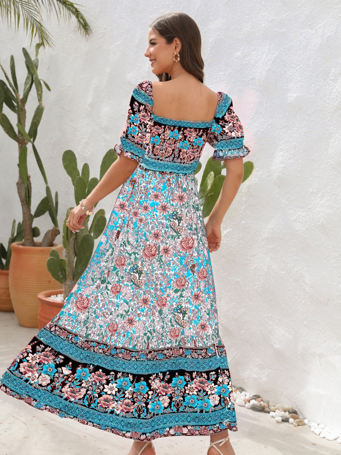 PREORDER- Floral Flounce Sleeve Midi Dress