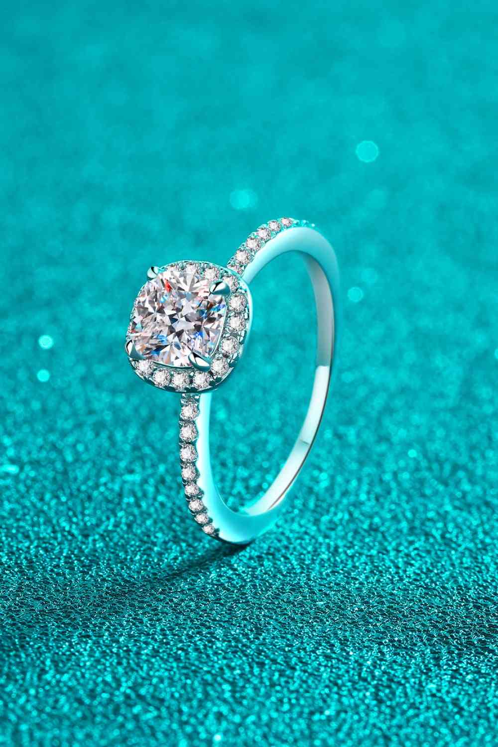 PREORDER- 1 Carat Moissanite 925 Sterling Silver Halo Ring