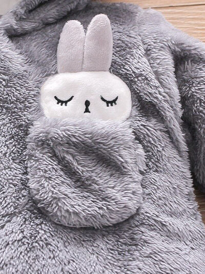 PREORDER- Baby Rabbit Decor Long Sleeve Hooded Snapped Jumpsuit