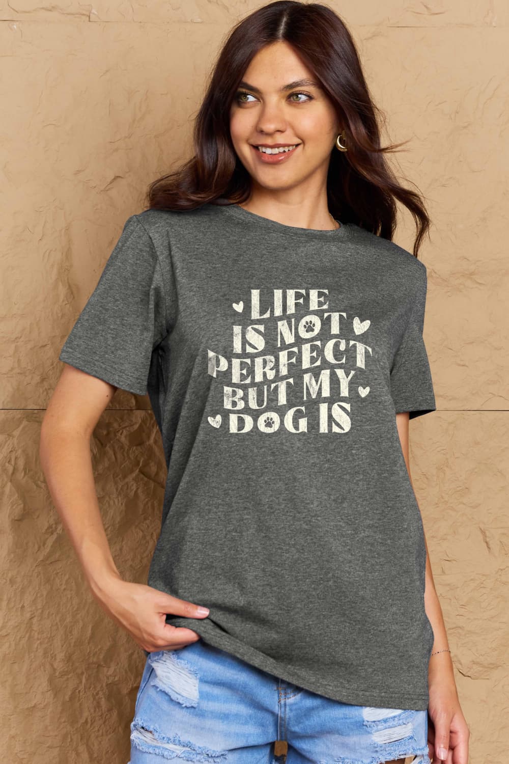 PREORDER- Simply Love Full Size Dog Slogan Graphic Cotton T-Shirt