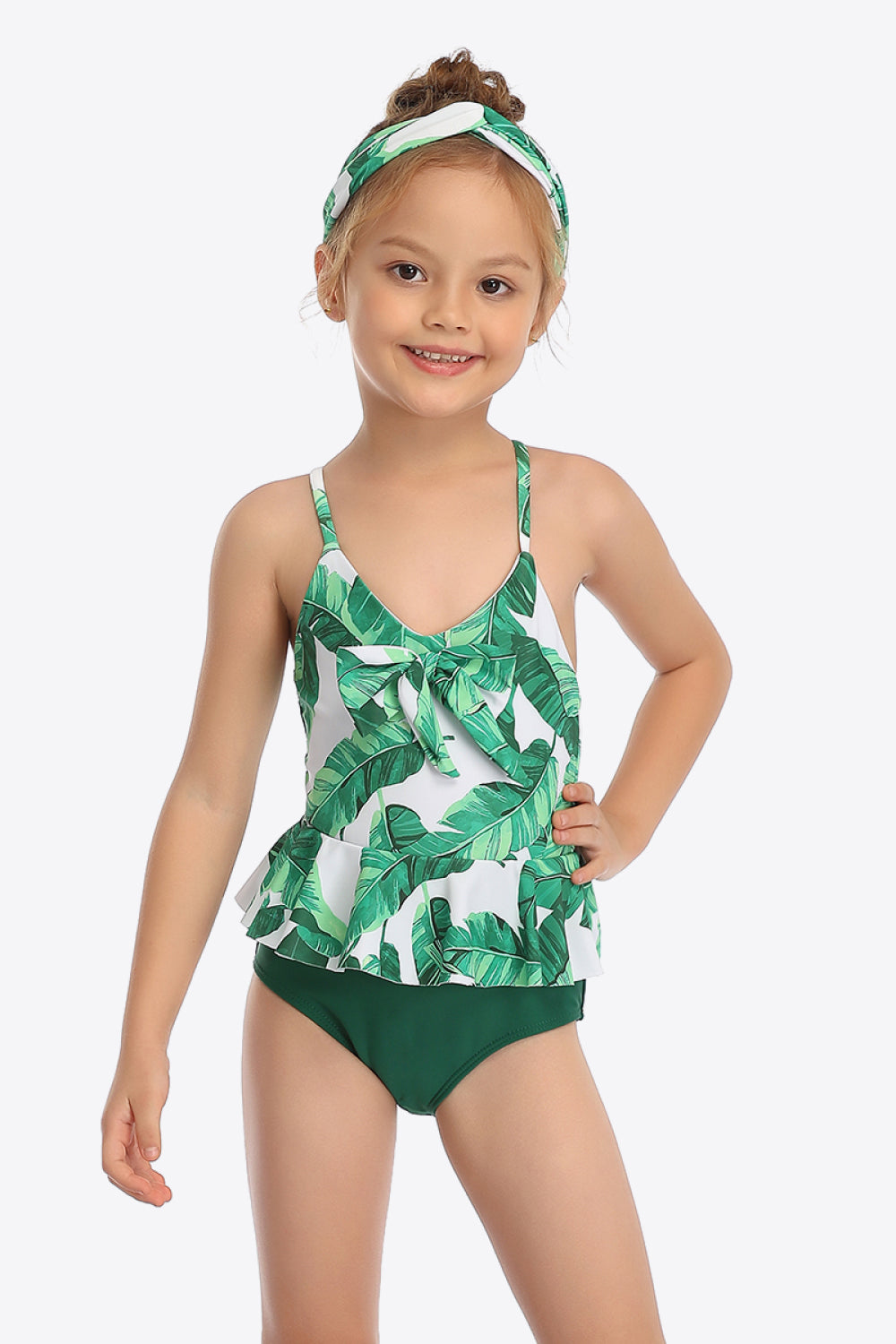 PREORDER- Printed Bow Detail Ruffled One-Piece Swimsuit