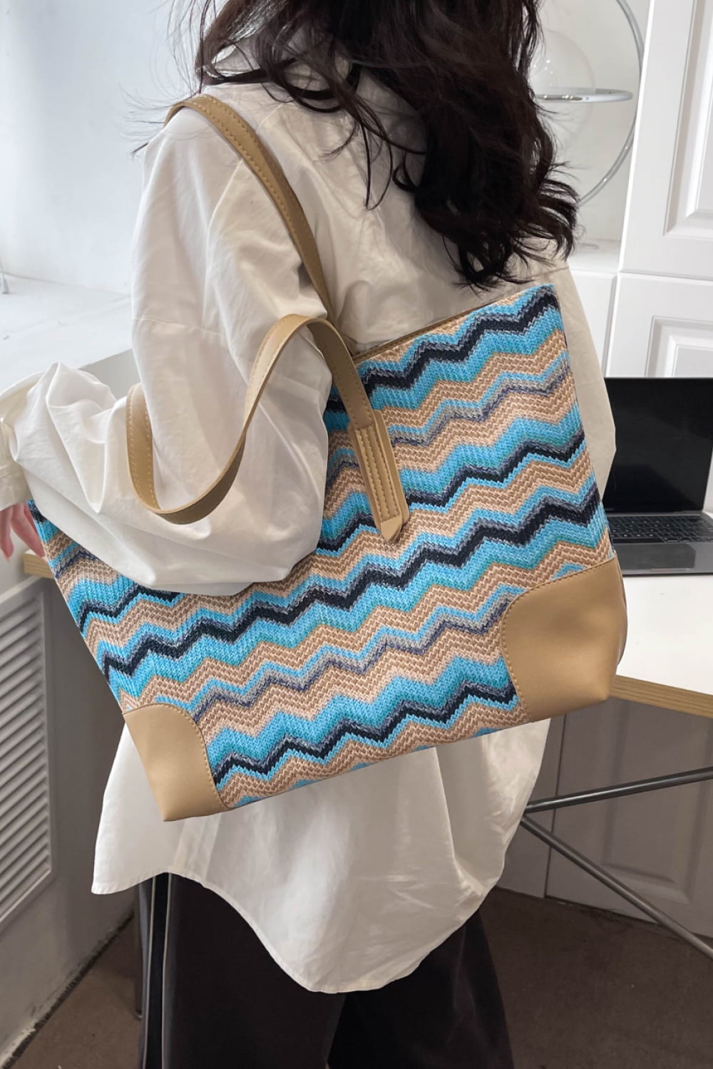 PREORDER- Chevron Straw Tote Bag