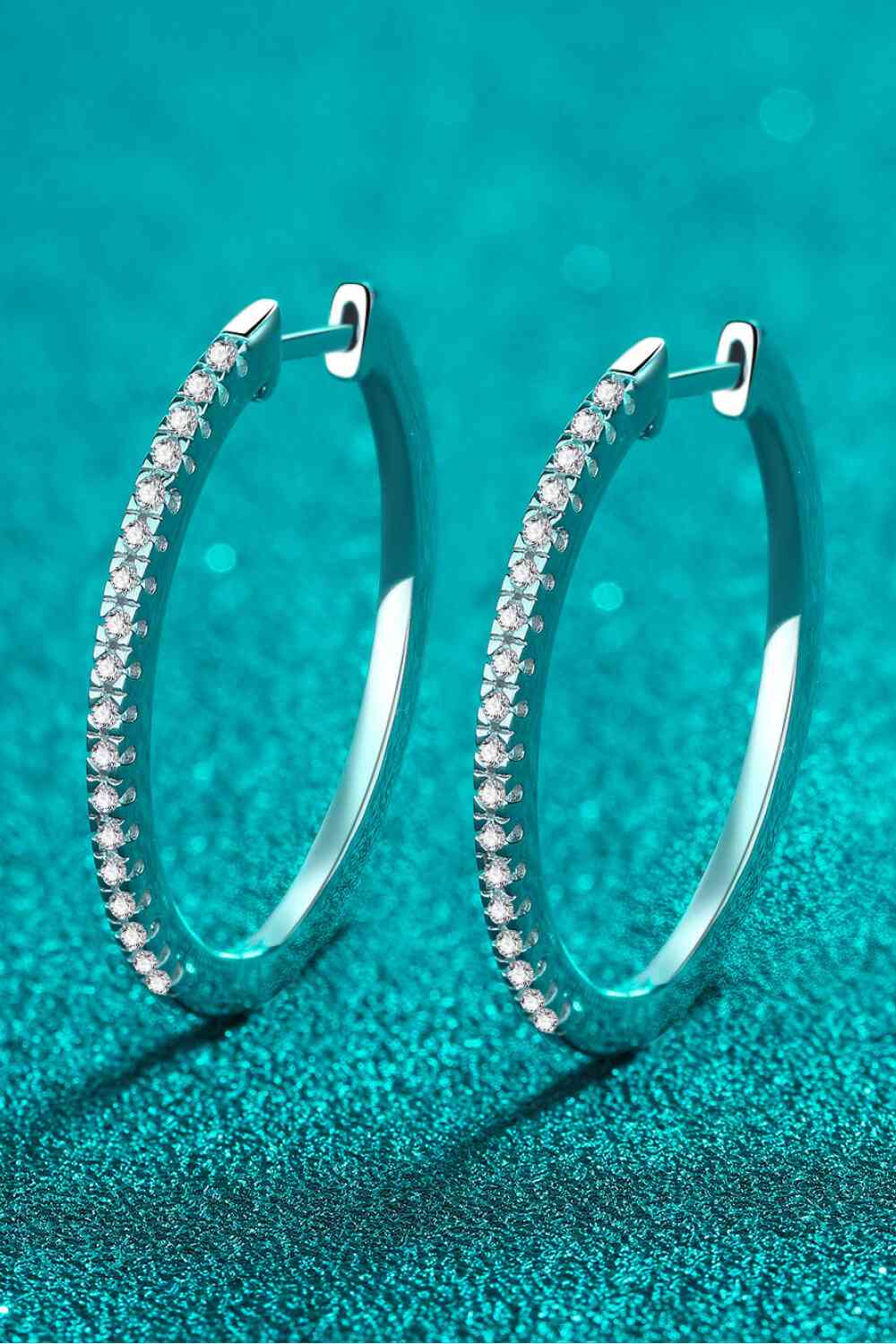 PREORDER- Rhodium-Plated Moissanite Hoop Earrings