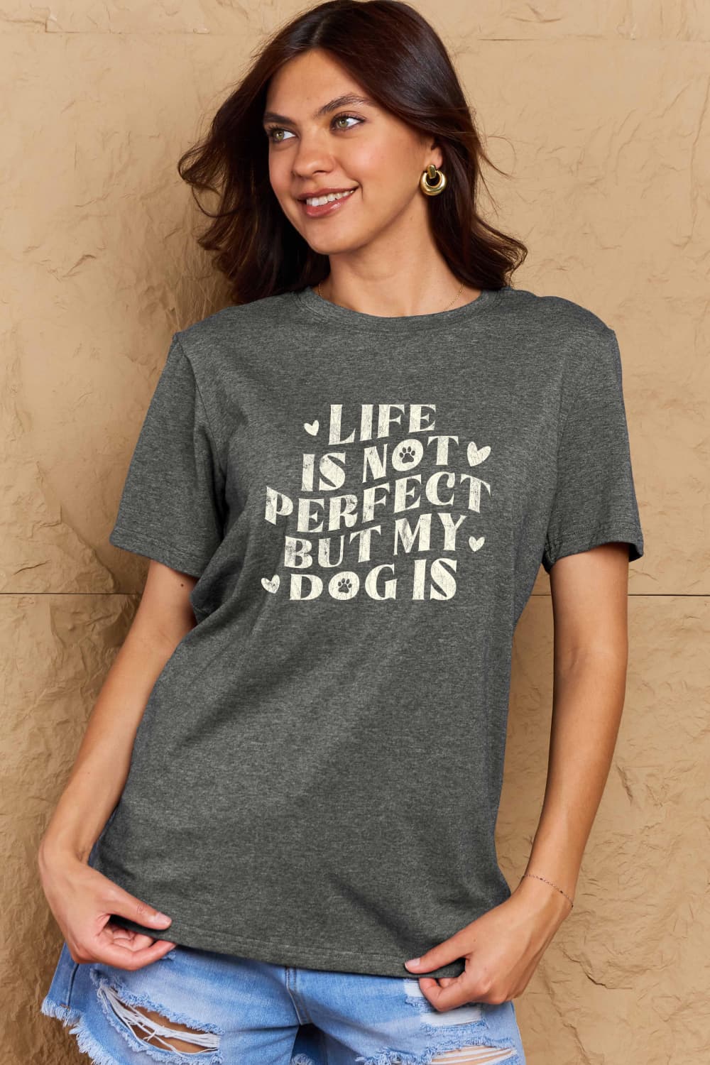 PREORDER- Simply Love Full Size Dog Slogan Graphic Cotton T-Shirt