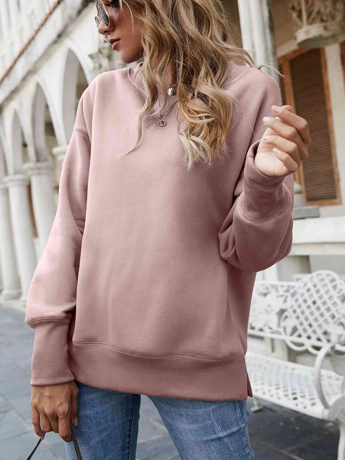 PREORDER- Dropped Shoulder Slit Sweatshirt