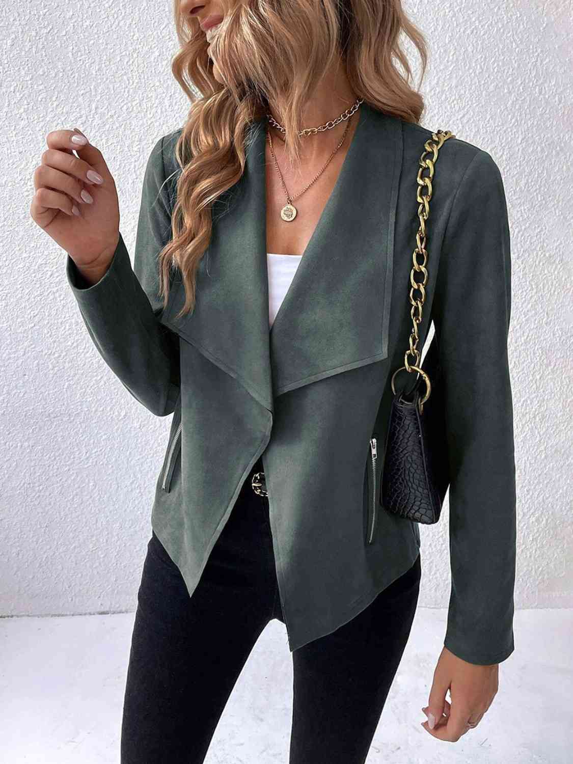 PREORDER- Collared Neck Long Sleeve Jacket
