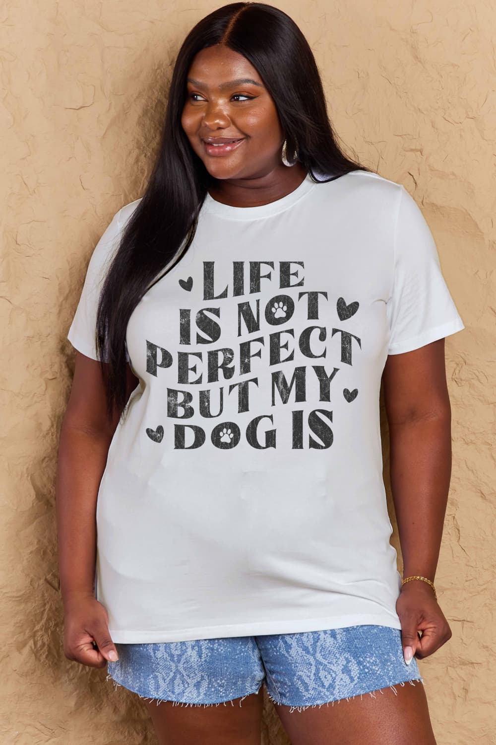 PREORDER- Simply Love Full Size Dog Slogan Graphic Cotton T-Shirt