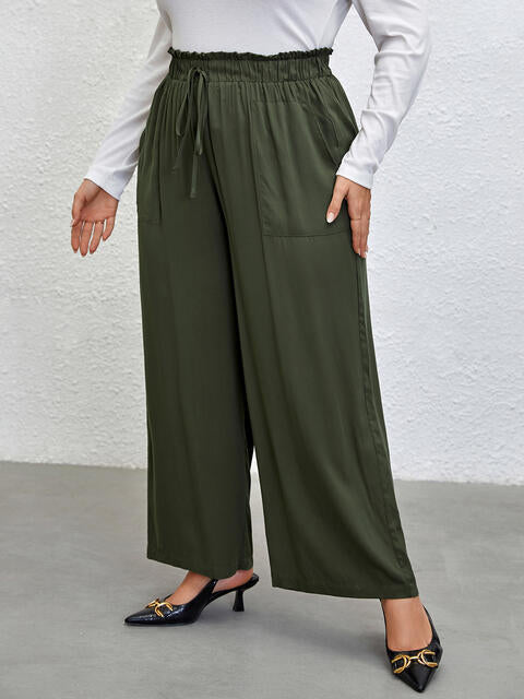 PREORDER- Plus Size Tied Wide Leg Pants