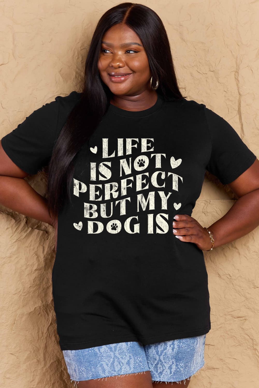 PREORDER- Simply Love Full Size Dog Slogan Graphic Cotton T-Shirt