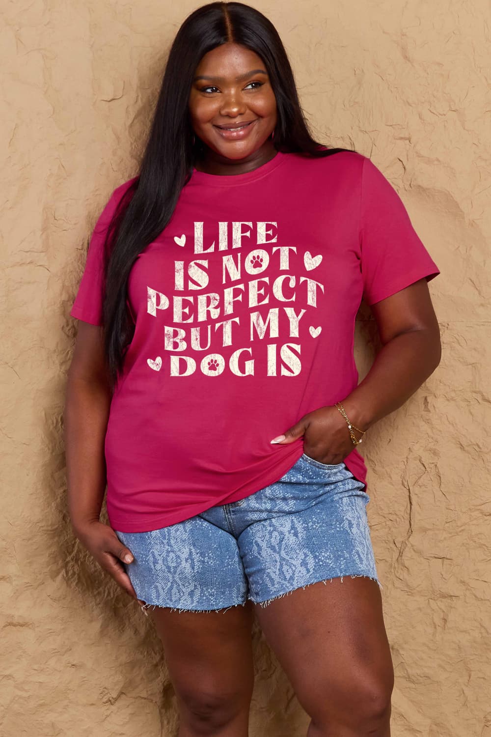 PREORDER- Simply Love Full Size Dog Slogan Graphic Cotton T-Shirt