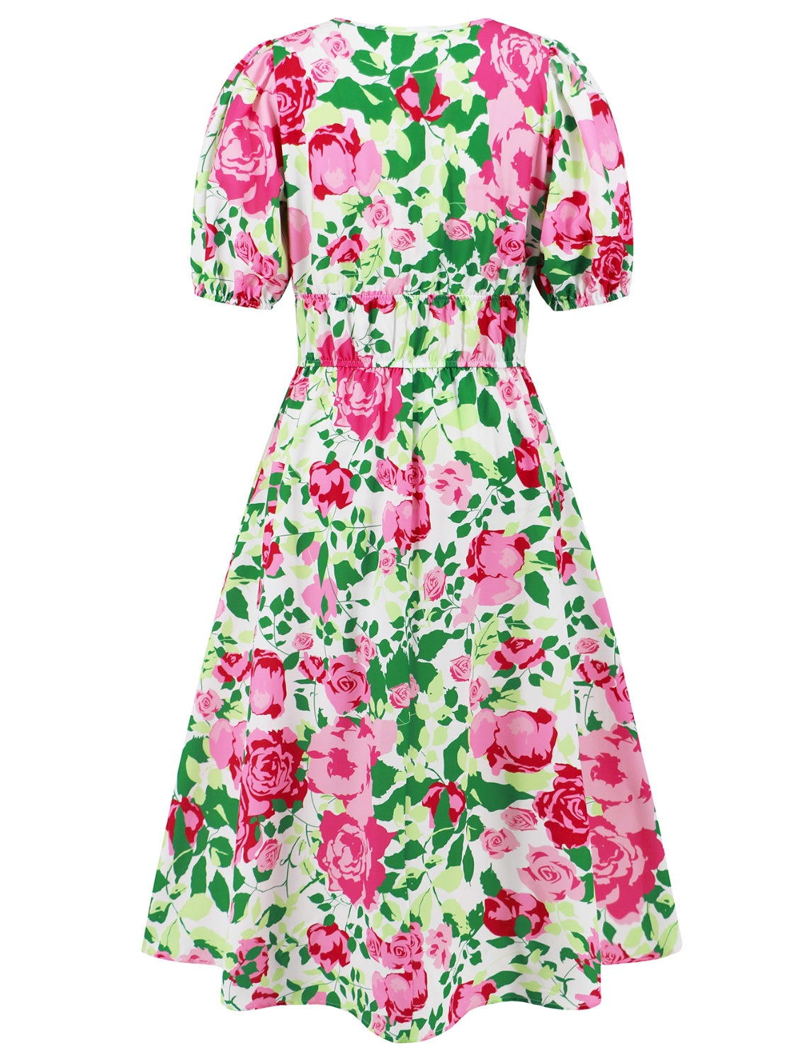 PREORDER- Ruched Printed Surplice Short Sleeve Dress