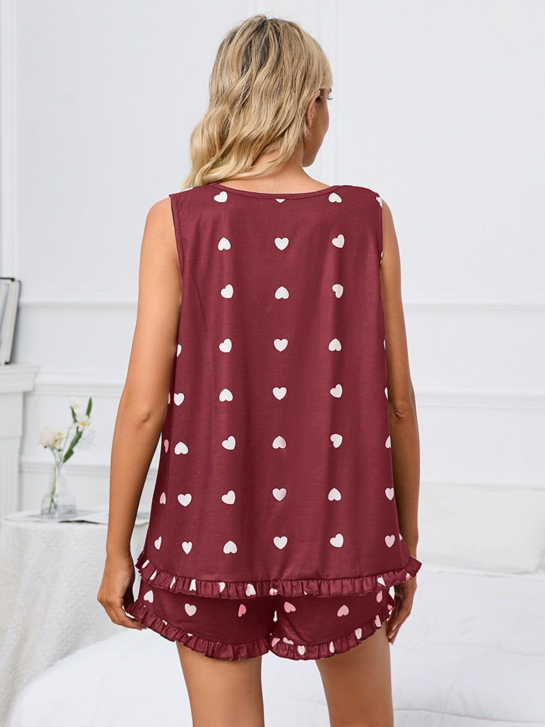PREORDER- Heart Scoop Neck Tank and Shorts Lounge Set