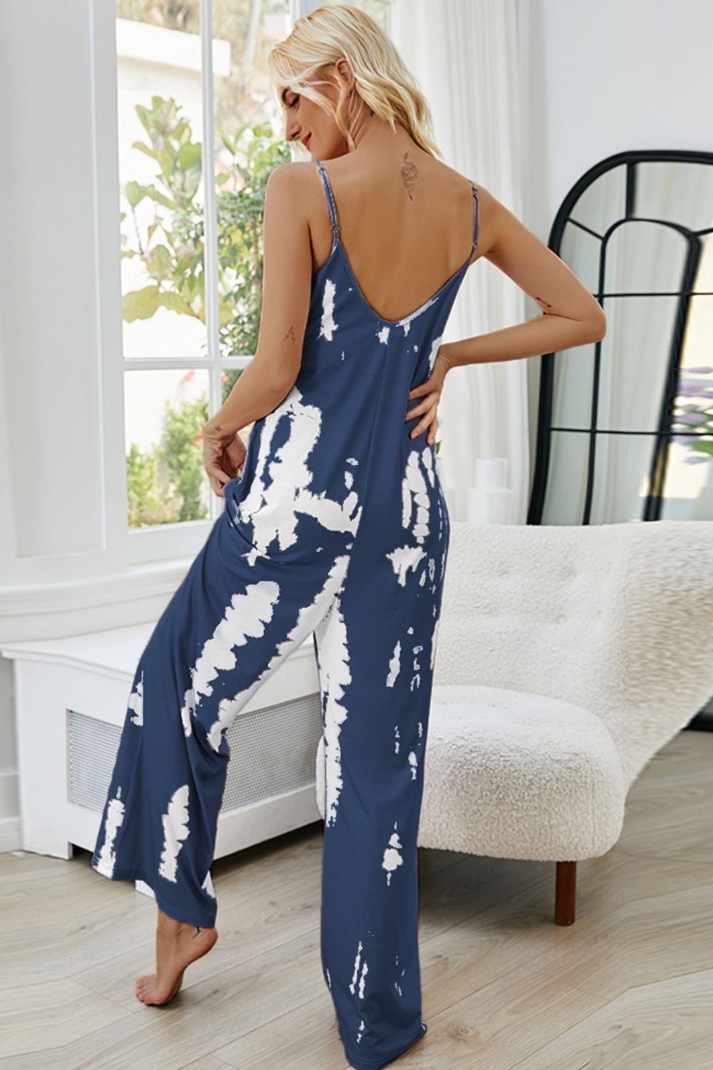 PREORDER- Tie-Dye Spaghetti Strap Jumpsuit with Pockets