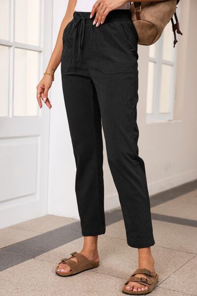 PREORDER- Drawstring Straight Pants with Pockets