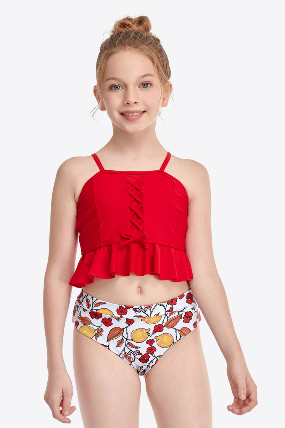 PREORDER- Printed Crisscross Ruffled Two-Piece Swim Set