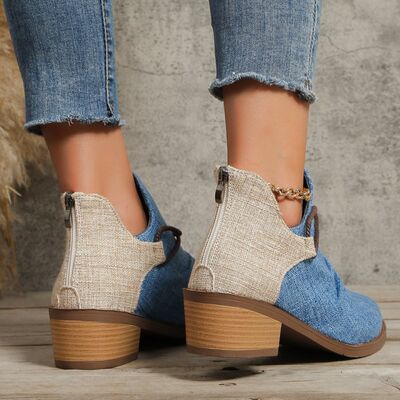 PREORDER- Contrast Canvas Low Heel Boots