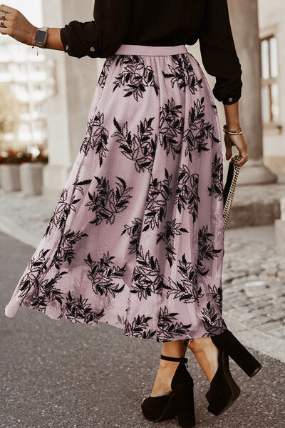 PREORDER- Embroidered High Waist Maxi Skirt