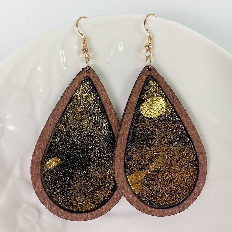 PREORDER- Teardrop Shape Wooden Dangle Earrings