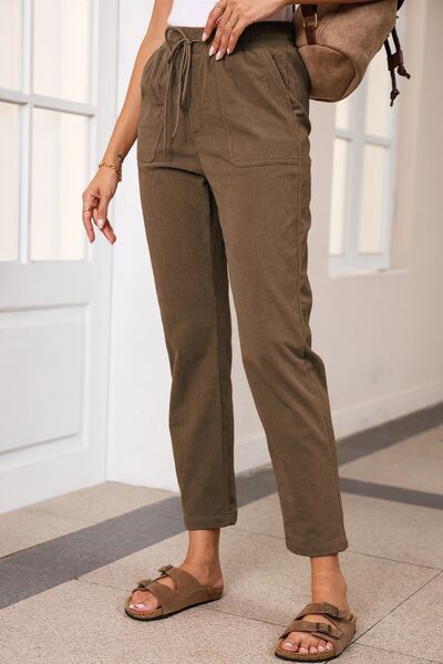 PREORDER- Drawstring Straight Pants with Pockets