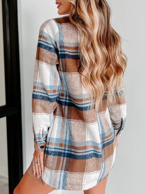 PREORDER- Plaid Double-Breasted Long Sleeve Coat
