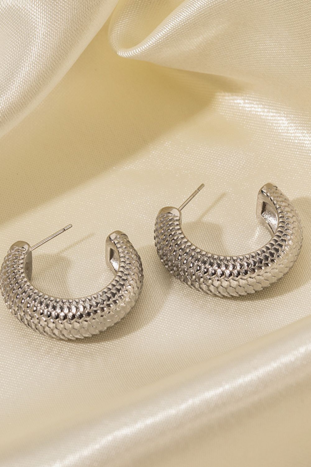 PREORDER- Stainless Steel Scale C-Hoop Earrings