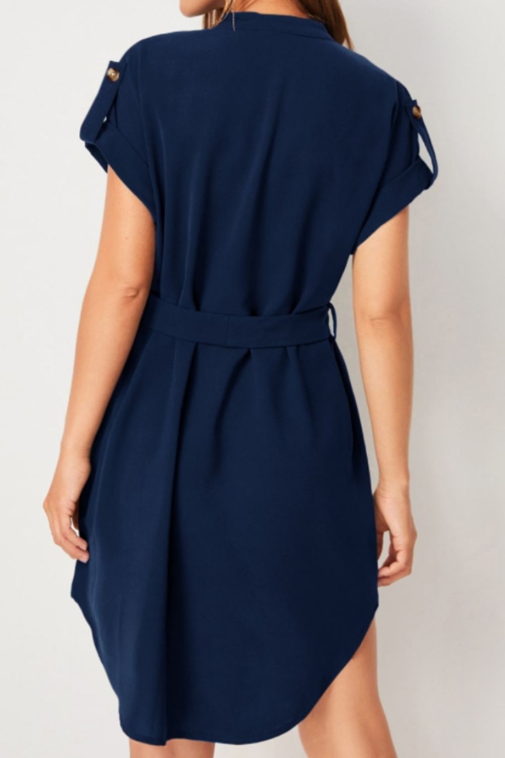 PREORDER- Tied Notched Short Sleeve Dress