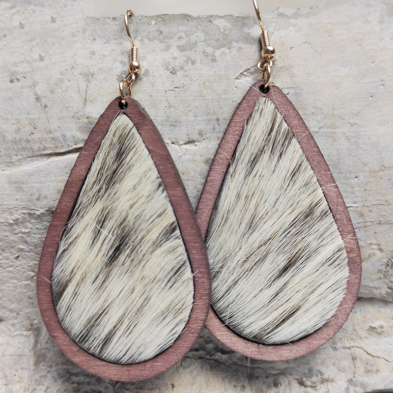 PREORDER- Teardrop Shape Wooden Dangle Earrings