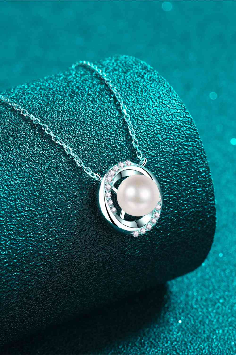 PREORDER- Moissanite Pearl Rhodium-Plated Necklace