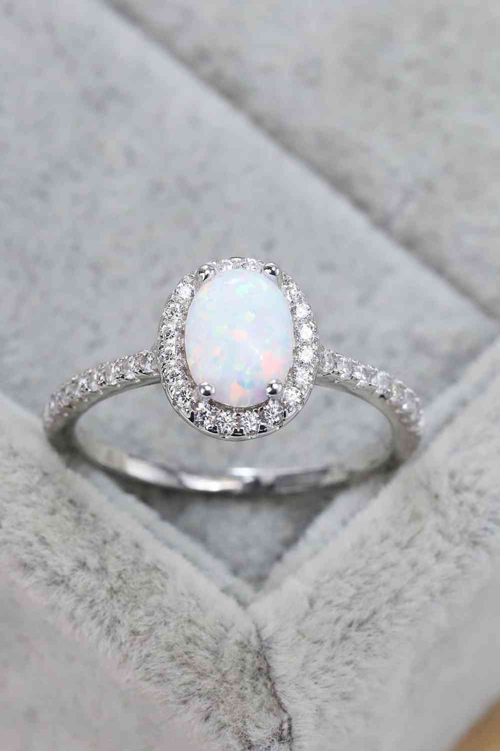 PREORDER- Opal 925 Sterling Silver Halo Ring