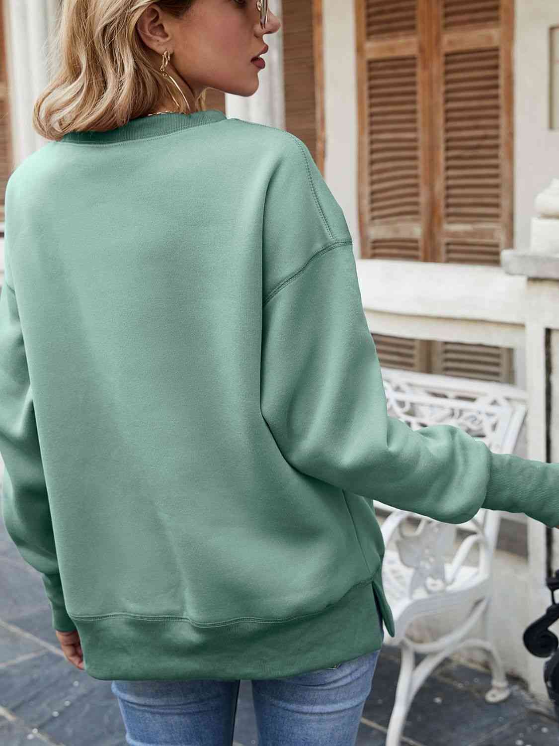 PREORDER- Dropped Shoulder Slit Sweatshirt