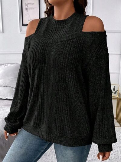 PREORDER- Round Neck Cold Shoulder Sweater