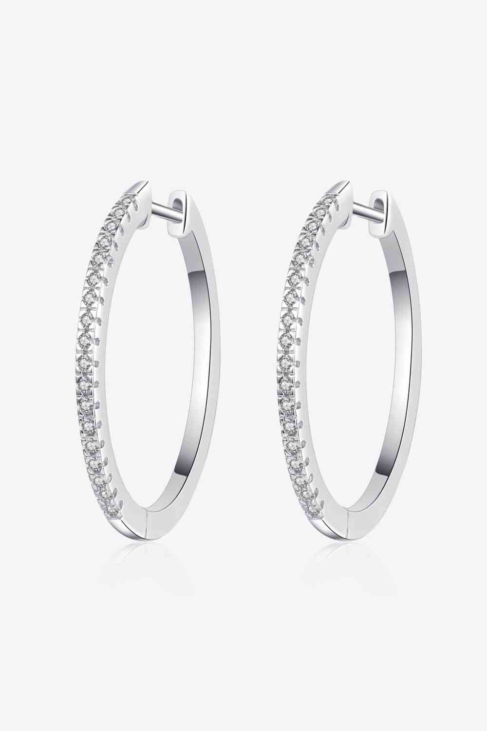 PREORDER- Rhodium-Plated Moissanite Hoop Earrings