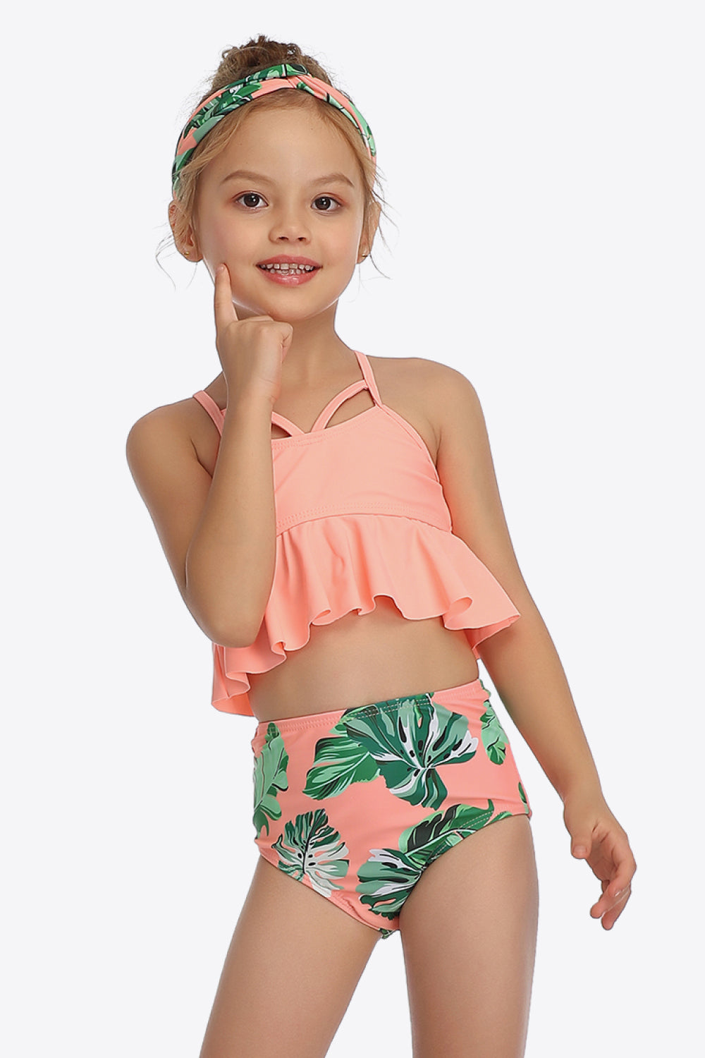 PREORDER- Botanical Print Crisscross Ruffled Two-Piece Swim Set