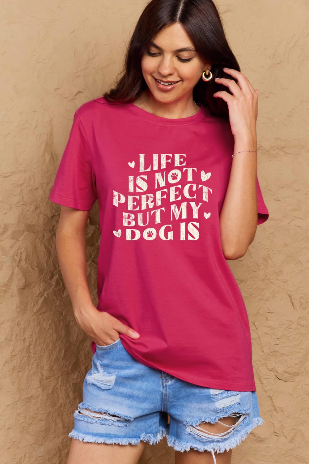 PREORDER- Simply Love Full Size Dog Slogan Graphic Cotton T-Shirt