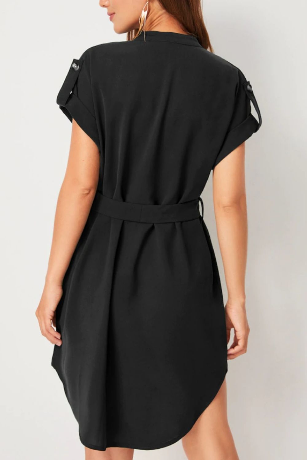 PREORDER- Tied Notched Short Sleeve Dress